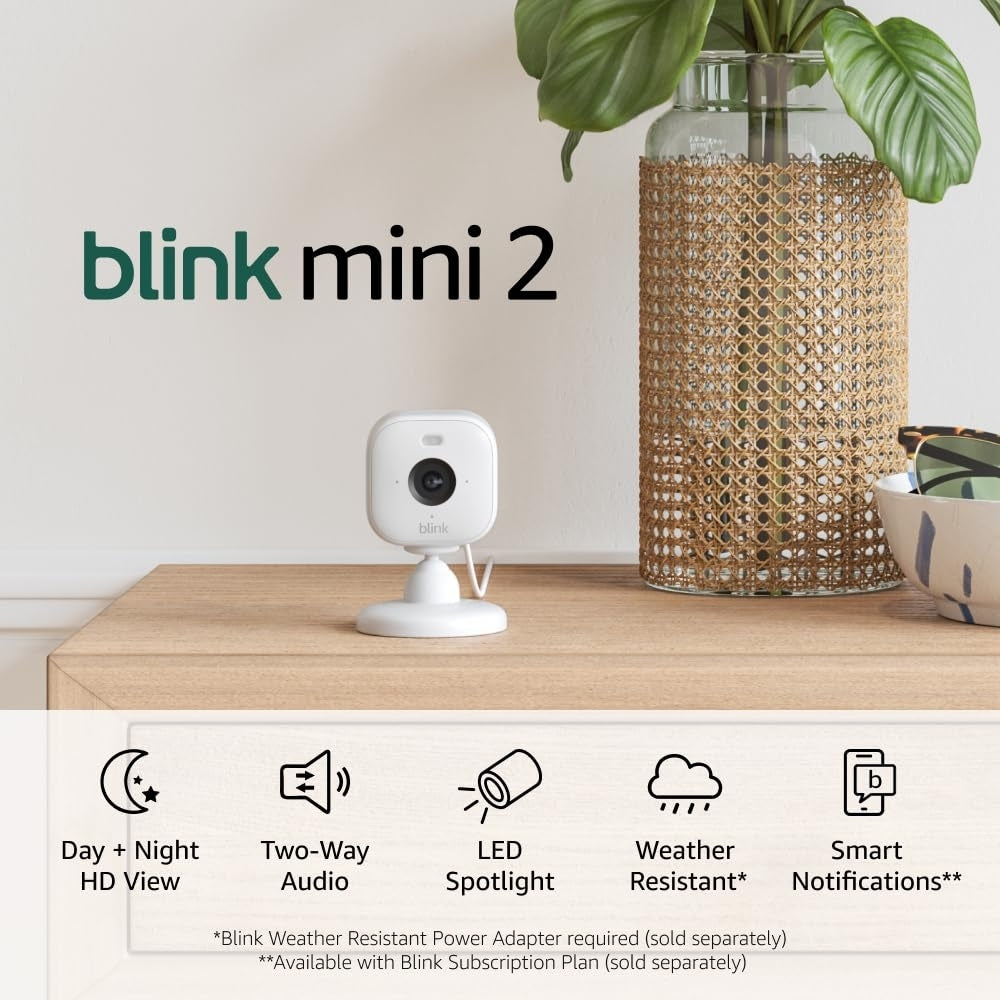 Blink Mini 2 Indoor/Outdoor 1080p Plug-In Security Camera (2-Pack) - White B0BWX1D2DW