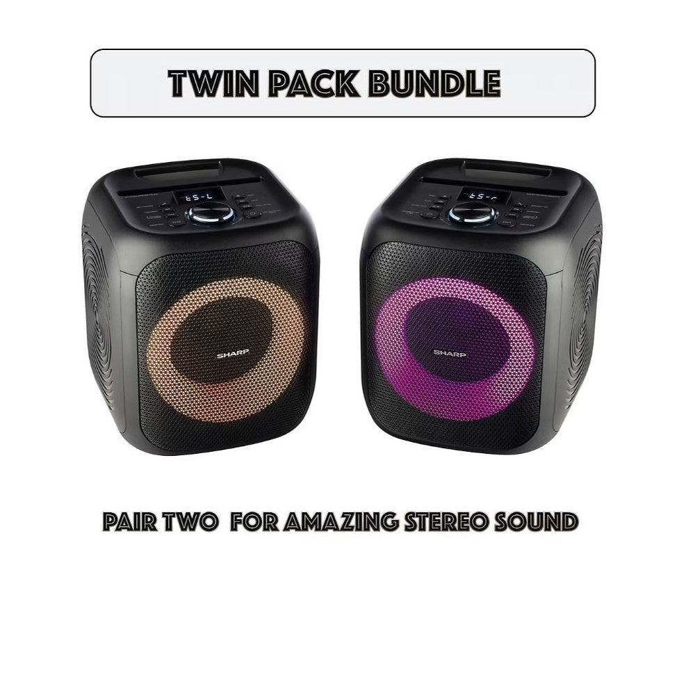 Sharp 8" Bluetooth Party Speakers 400W 8" Woofer, 1" Tweeter - PS-916 (2- pack)