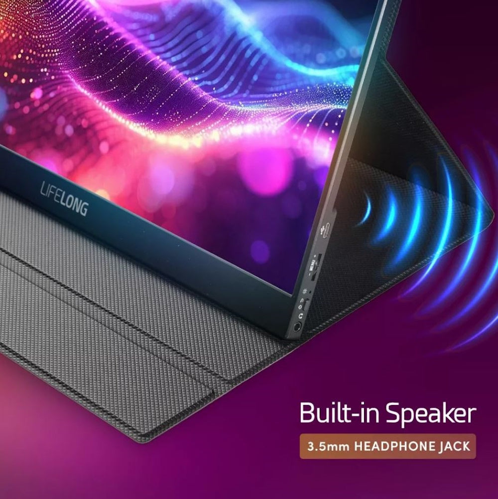 Lifelong 1920 x 1080 15.6" 1080P Portable Monitor G70-T: IPS, Built-In Speakers, 60Hz, HDMI & USB-C