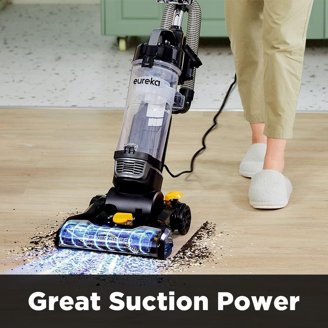 EUREKA PowerSpeed Lightweight Powerful Upright Vacuum Cleaner for Carpet and Hard Floor, Pet Turbo, Black/Yellow NEU181D