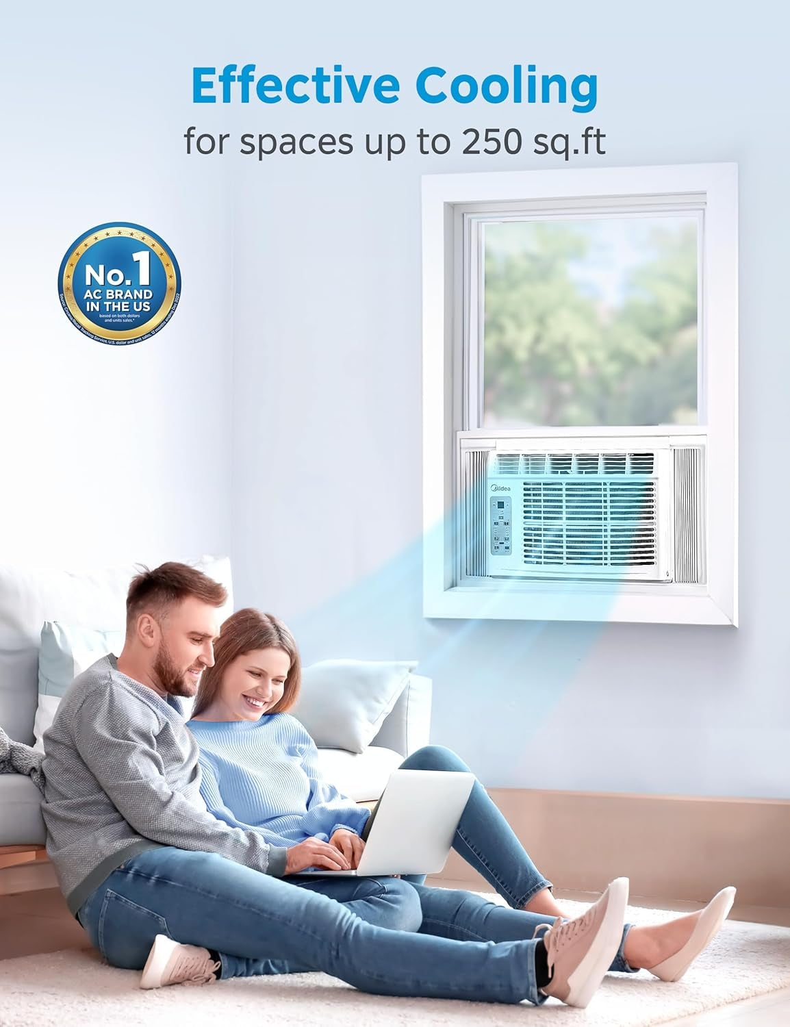 Midea 6,000 BTU (DOE) 115 Volts Window Air Conditioner Cools 250 sq. ft. with Remote in White MAW06R1CWT