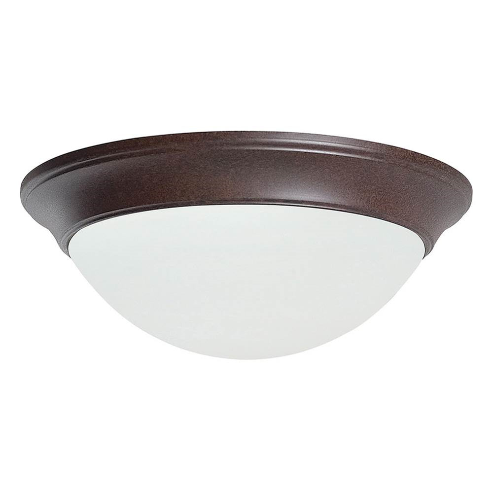 Sunset Lighting 2-Light 60W Satin Opal Glass Flush Mount Rubbed Bronze Twist-On - F7175-62