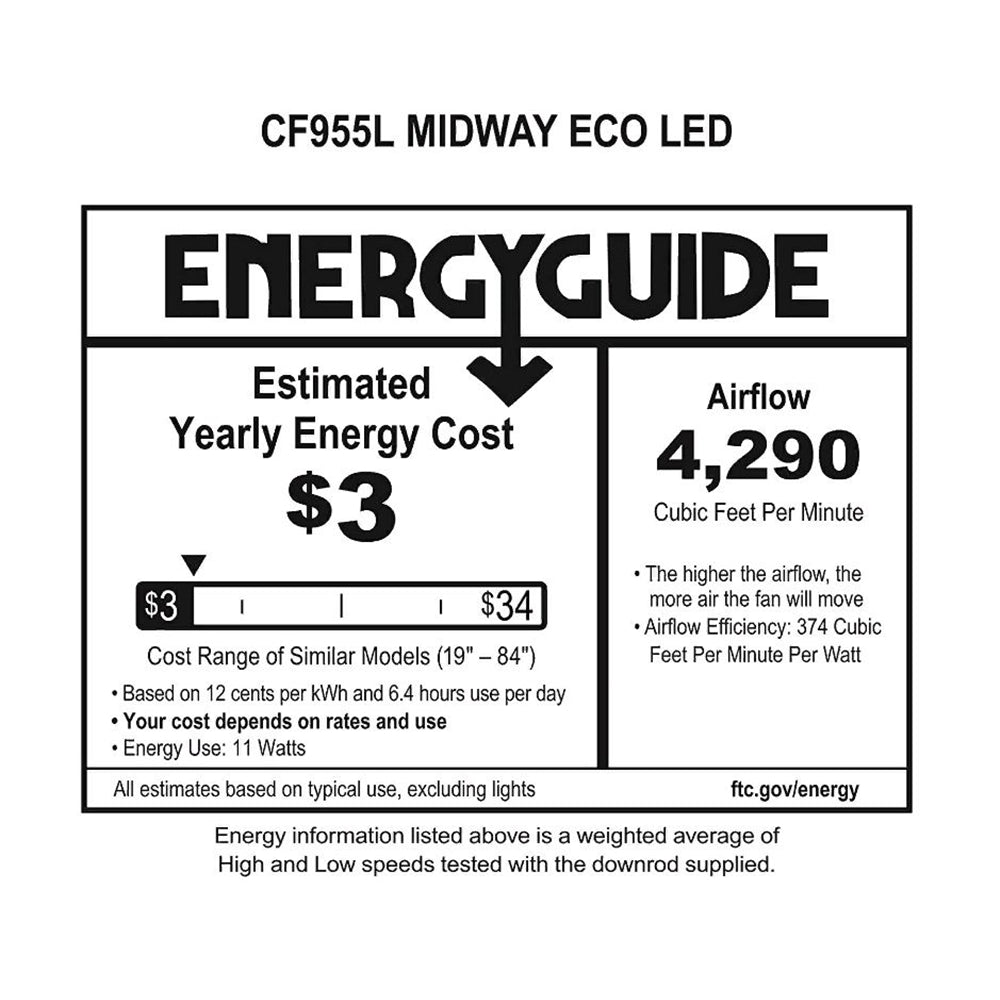 Emerson CF955LBS Midway Eco 54" Ceiling Fan LED Lights & Remote, Midnight Bordeaux