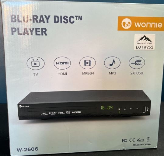 WONNIE W-2606 Blu-ray DVD Player – Full HD 1080p, HDMI & USB, Dolby Audio, Black