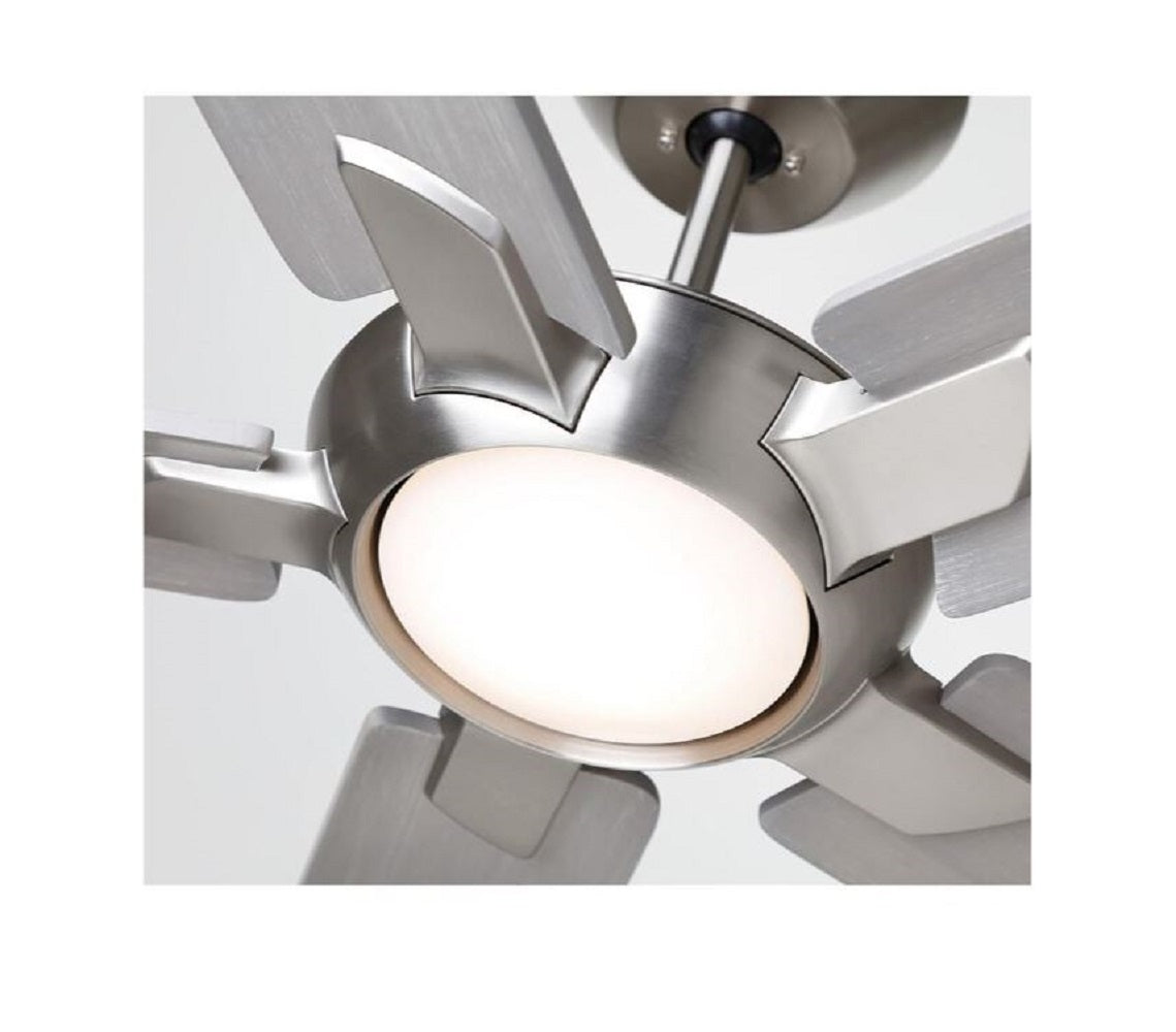 Kathy Ireland Luminance Dorian Eco 72" Brushed Steel LED Indoor Ceiling Fan CF515TM72BS