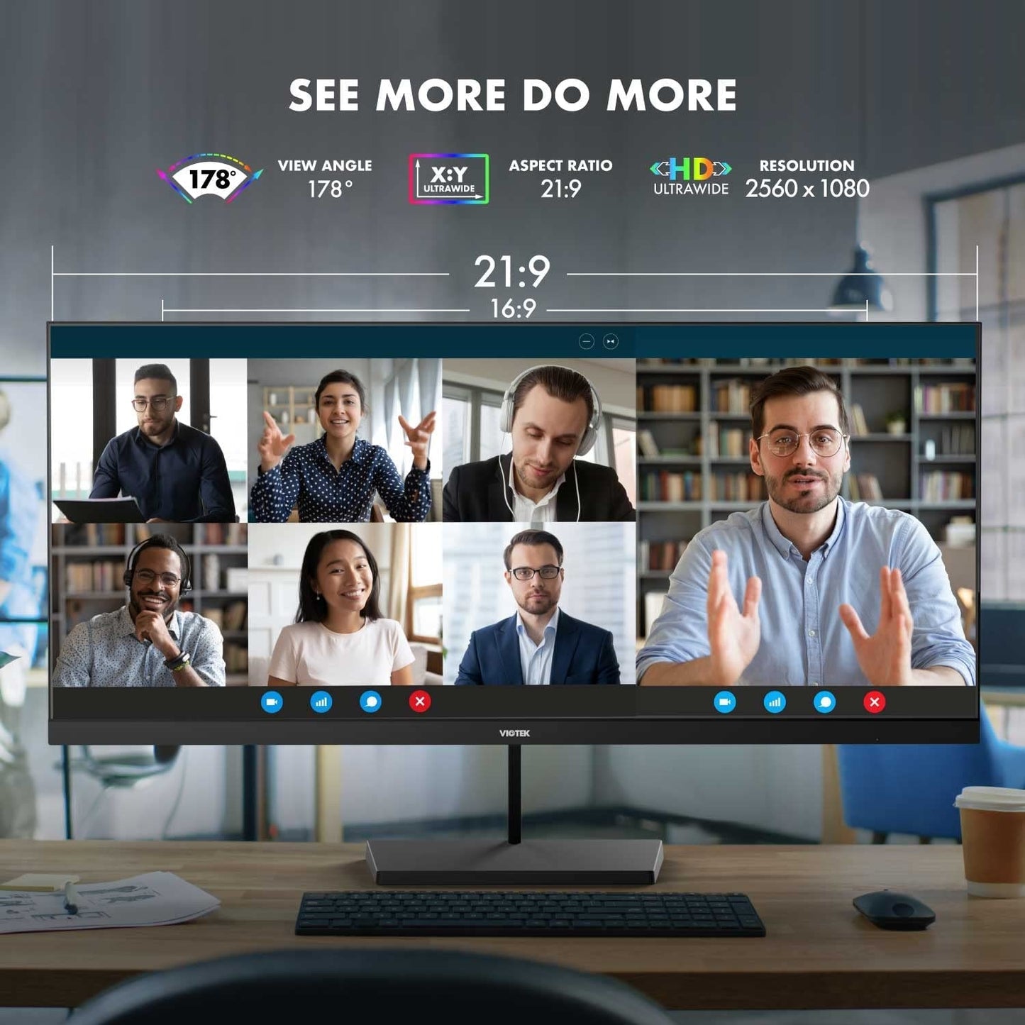 Viotek 29" LED Monitor NFI29CB-R 75hz, 5ms, 21:9 |2560 x 1080p| 2X HDMI 1x DP 3.5mm VESA 75x75mm - NFI29CB