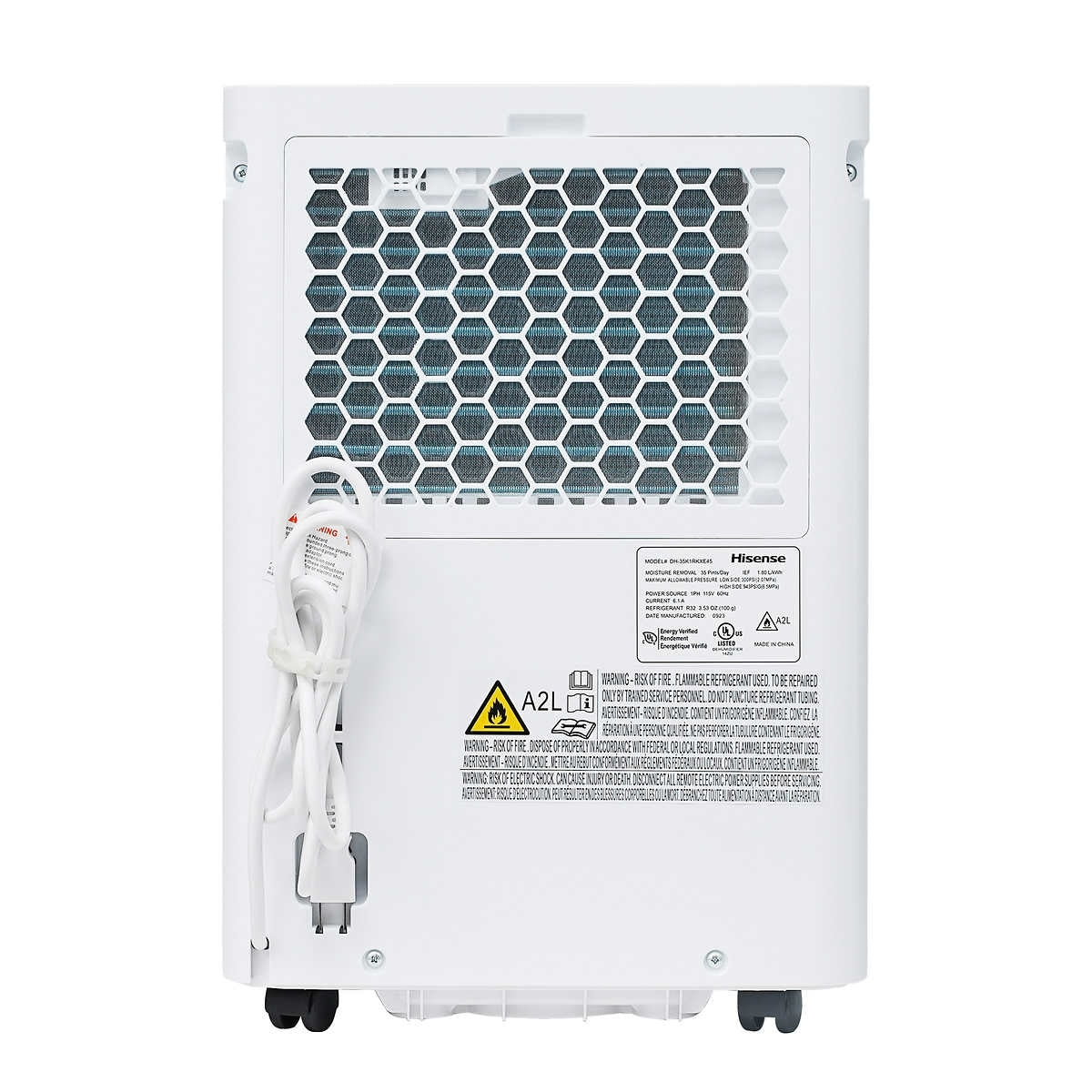 Hisense 35 Pint 3,000 sq. ft. Portable Dehumidifier, Low Noise Airflow System HD3524