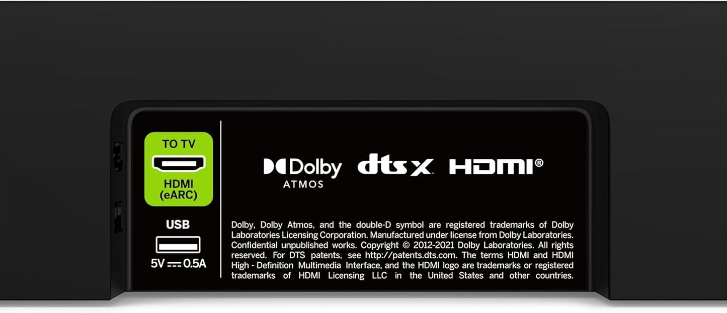 VIZIO 5.1 Soundbar, Wireless Subwoofer, Surround Sound w/ Dolby Atmos and DTS:X - Black SV510M-0806