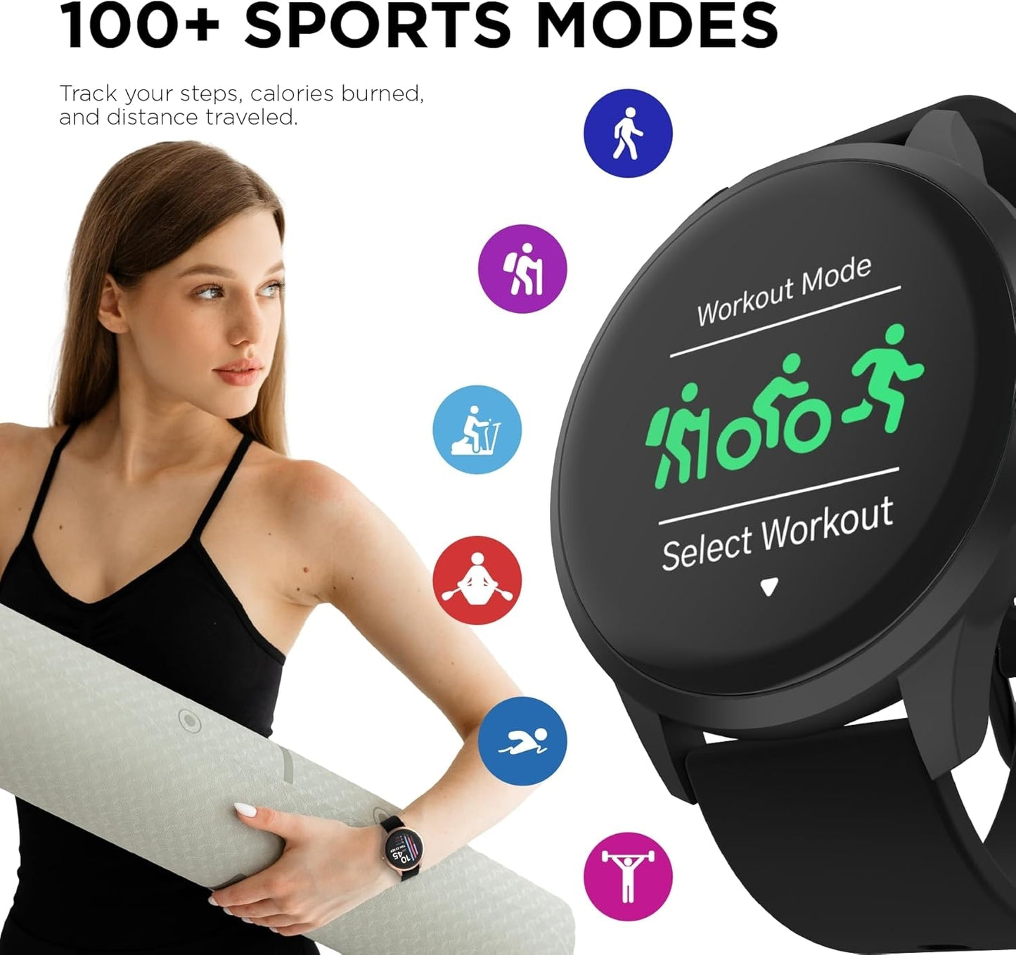 Itouch Sport 4 Unisex Adult Black Smart Watch, 43.2mm TP4R01-G02