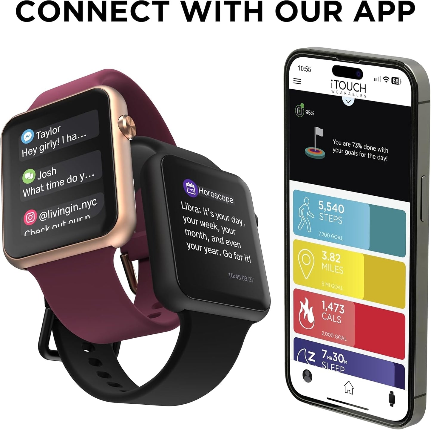 iTouch Air 4 Smartwatch: Blue Case With Blue Silicone Strap 41mm TA4M01-K06