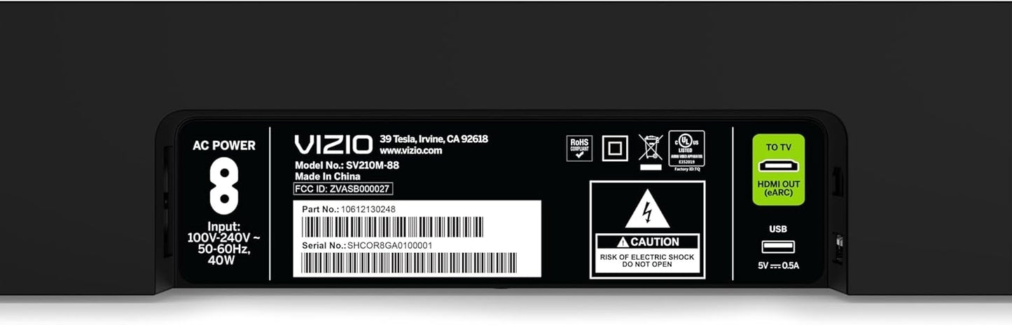 Vizio 2.1 Soundbar & Wireless Subwoofer w/ Dolby Atmos, DTS:X BLK SV210M-0808