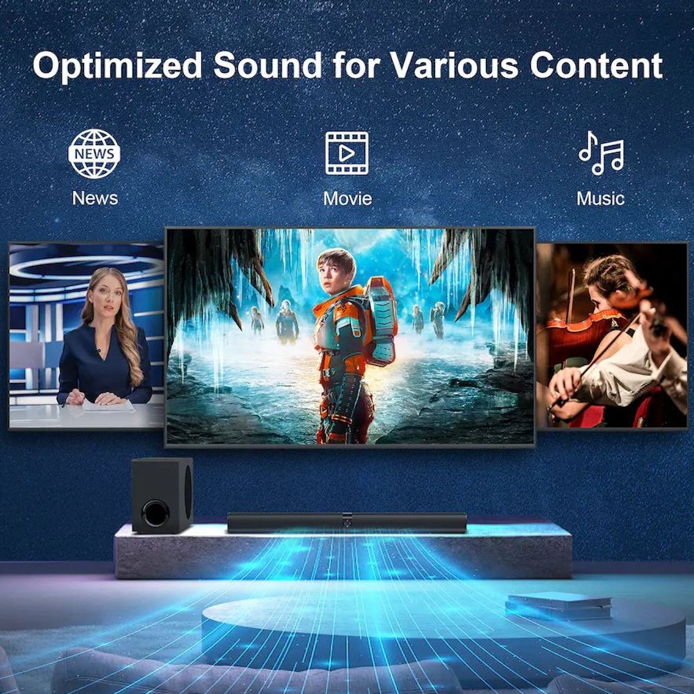 MOVSSOU 120W Sound Bar with Subwoofer 5.0 Bluetooth Soundbar for Smart TV KY8000E