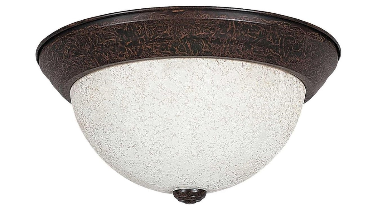 Sunset Lighting 2-Light 11" Flush Mount with Turismo Glass Rubbed Bronze Finish - F7660-62