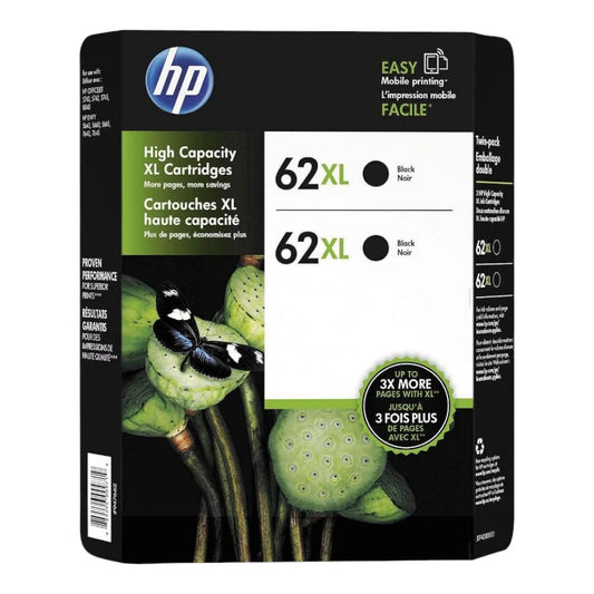 HP J3P42BN 62XL High Yield Original Ink Cartridge, Black, 2 Pack, 600 Page Yield