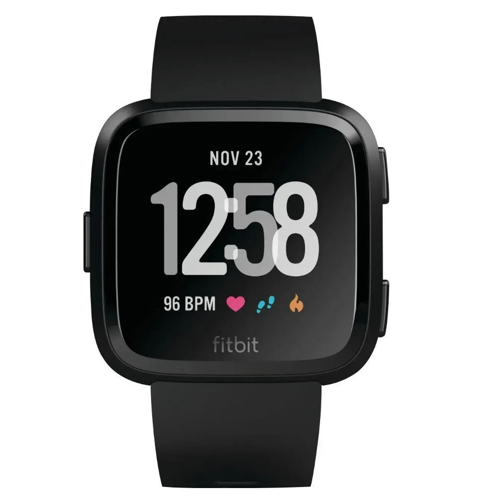 Fitbit Versa Activity Tracker w/ Bonus Large Band, Black & White FB504GMBKLBNDLB