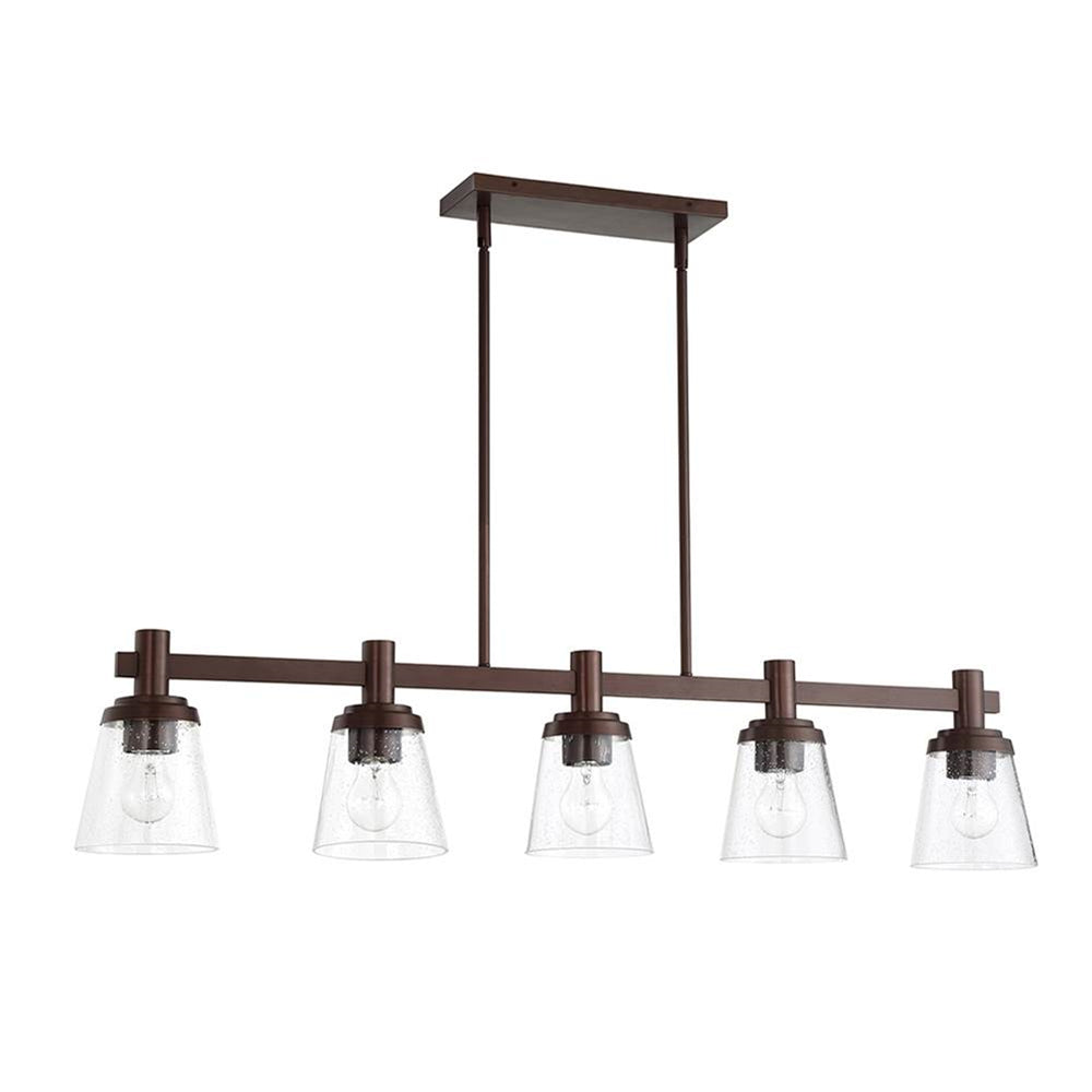Sunset Lighting Riella 5-Light MB Island Clear Seeded Glass Provincial Bronze F24017-64