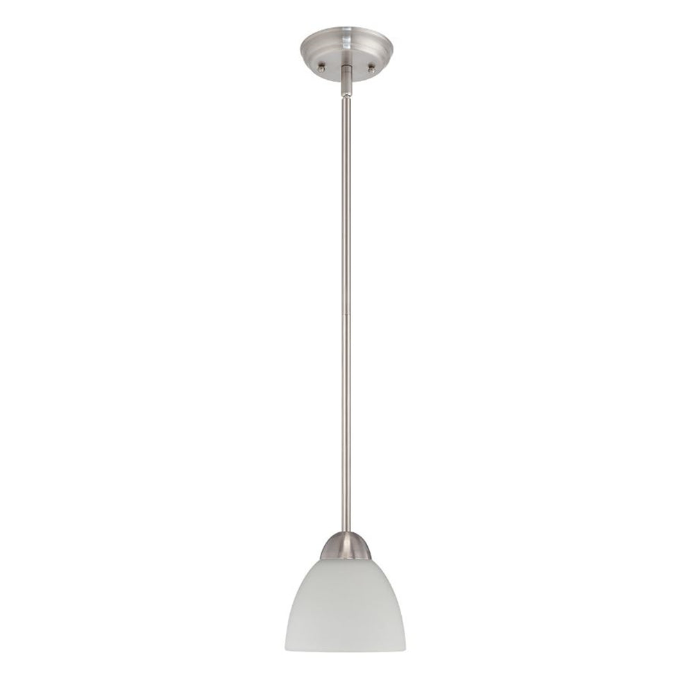 Sunset Lighting Preston 1-Light Pendant 100W Opal Etched Glass, Bright Satin - F16090-80