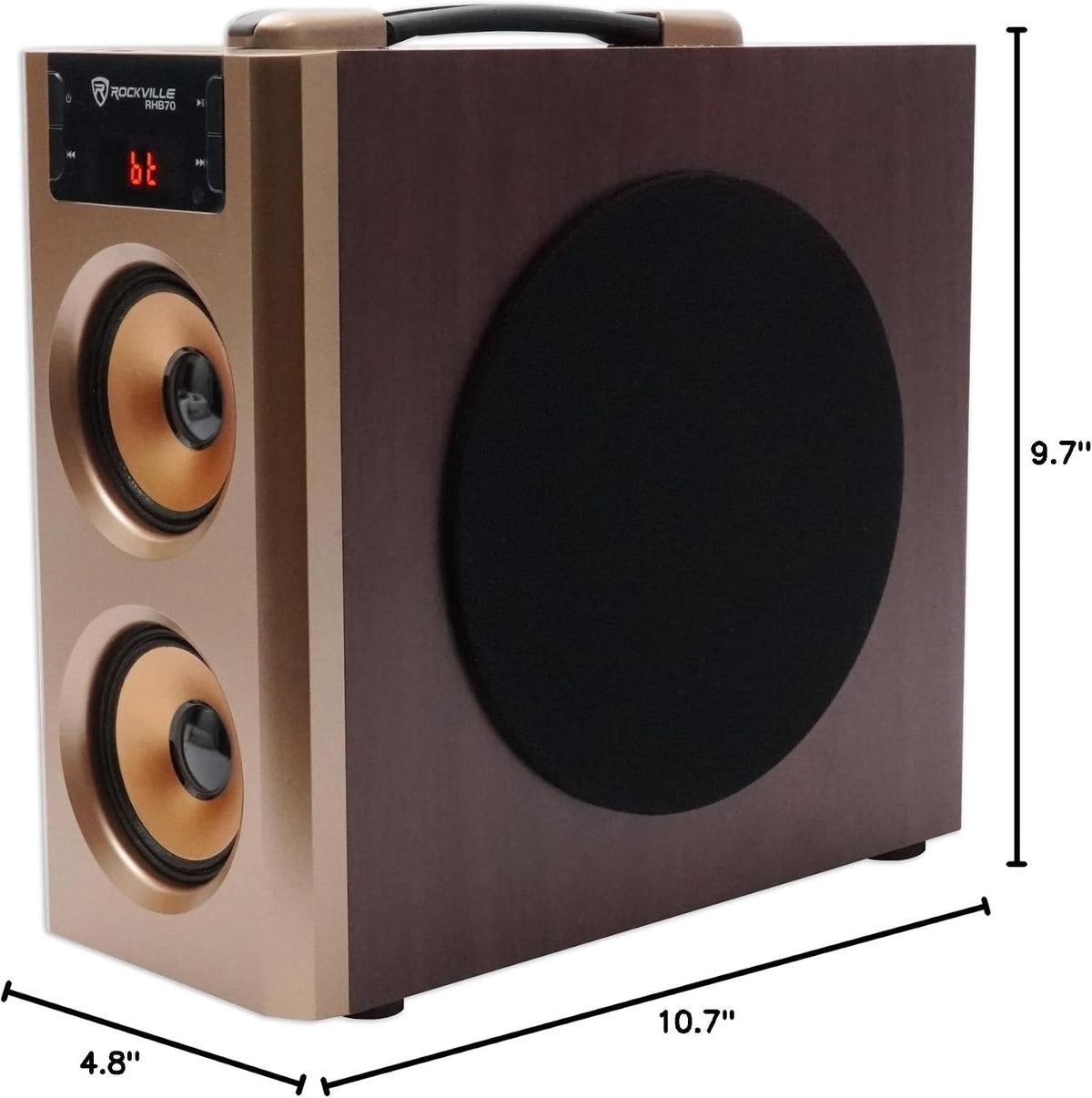 Rockville RHB70 100W 2.1 Powered Home Theater Speaker System, Cherry Wood