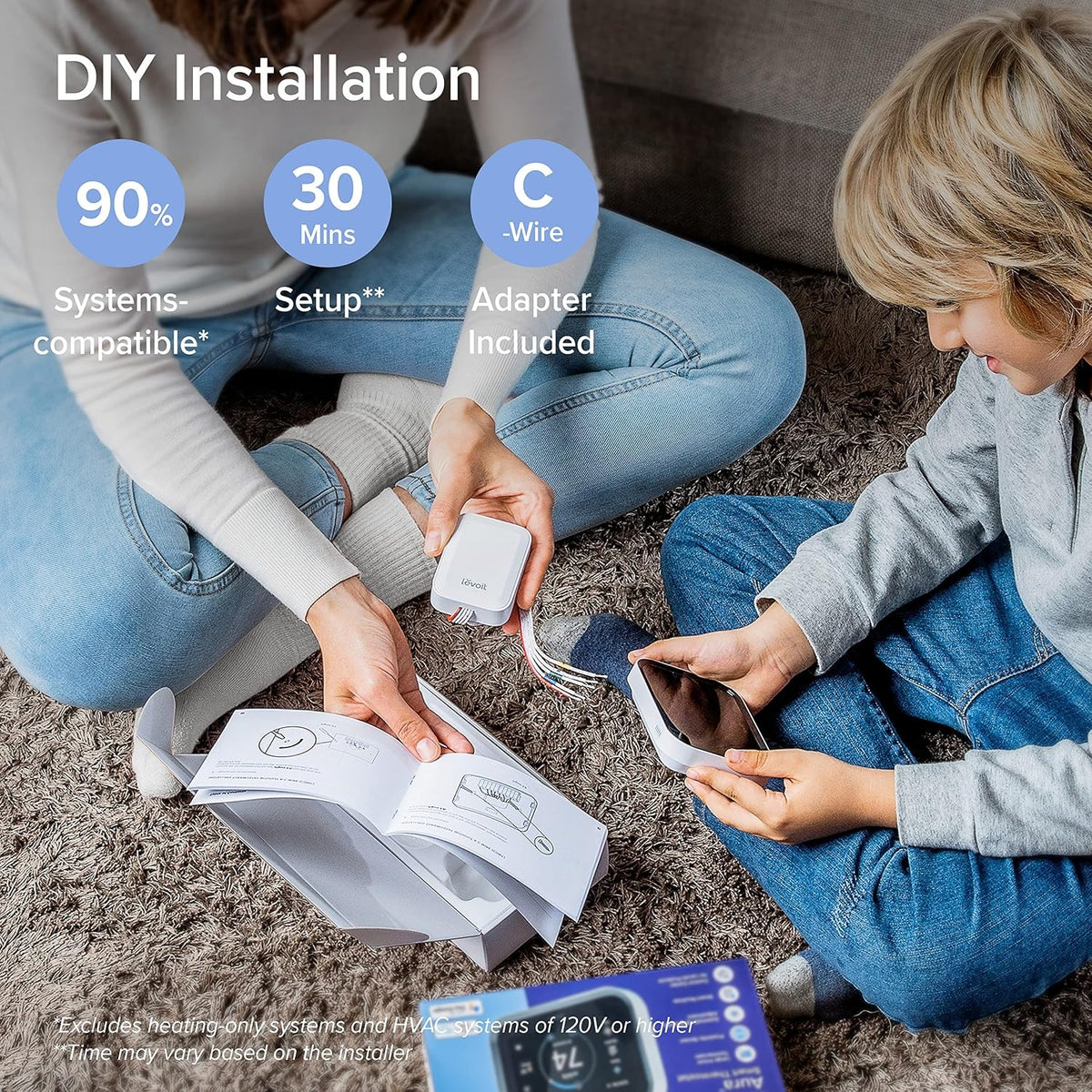 LEVOIT Touch Screen Smart Thermostat for Home, Wi-Fi Programmable, Works with Alexa ,Energy Saving, Large Touch Screen
