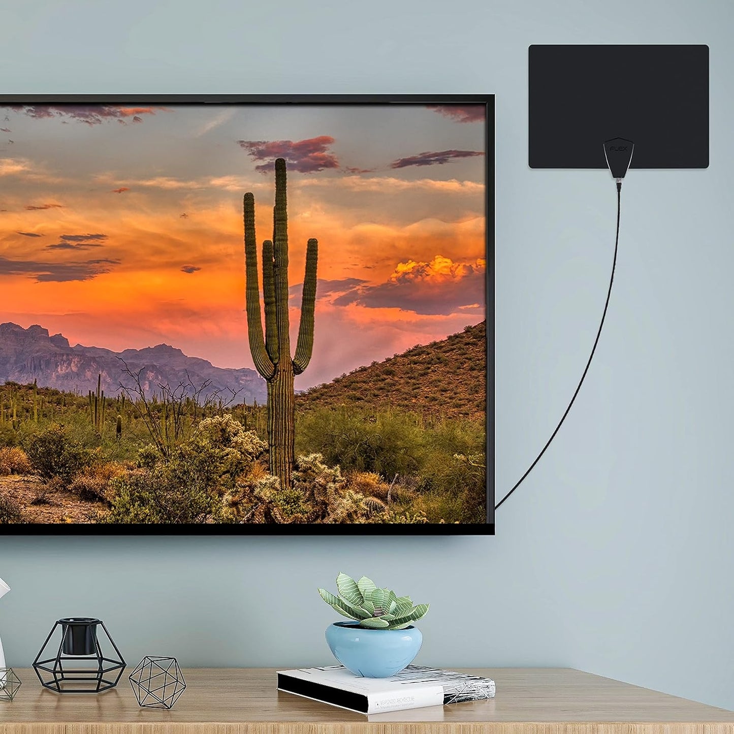 Antennas Direct ClearStream Flex Amplified Indoor TV Antenna UHF VHF Multi-Directional Reversible, 50+ Mile Range – w/Jolt Switch Amplifier