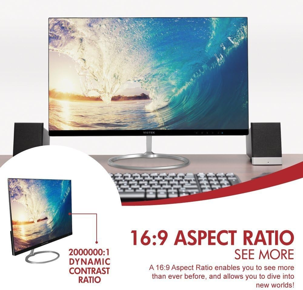 Viotek HA238 Ultra-Thin 24" Monitor 1080p 1920x1080 HDMI & VGA Connection