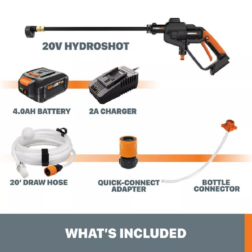 Worx WG620 20V Power Share Hydroshot 320 PSI Portable Power Cleaner