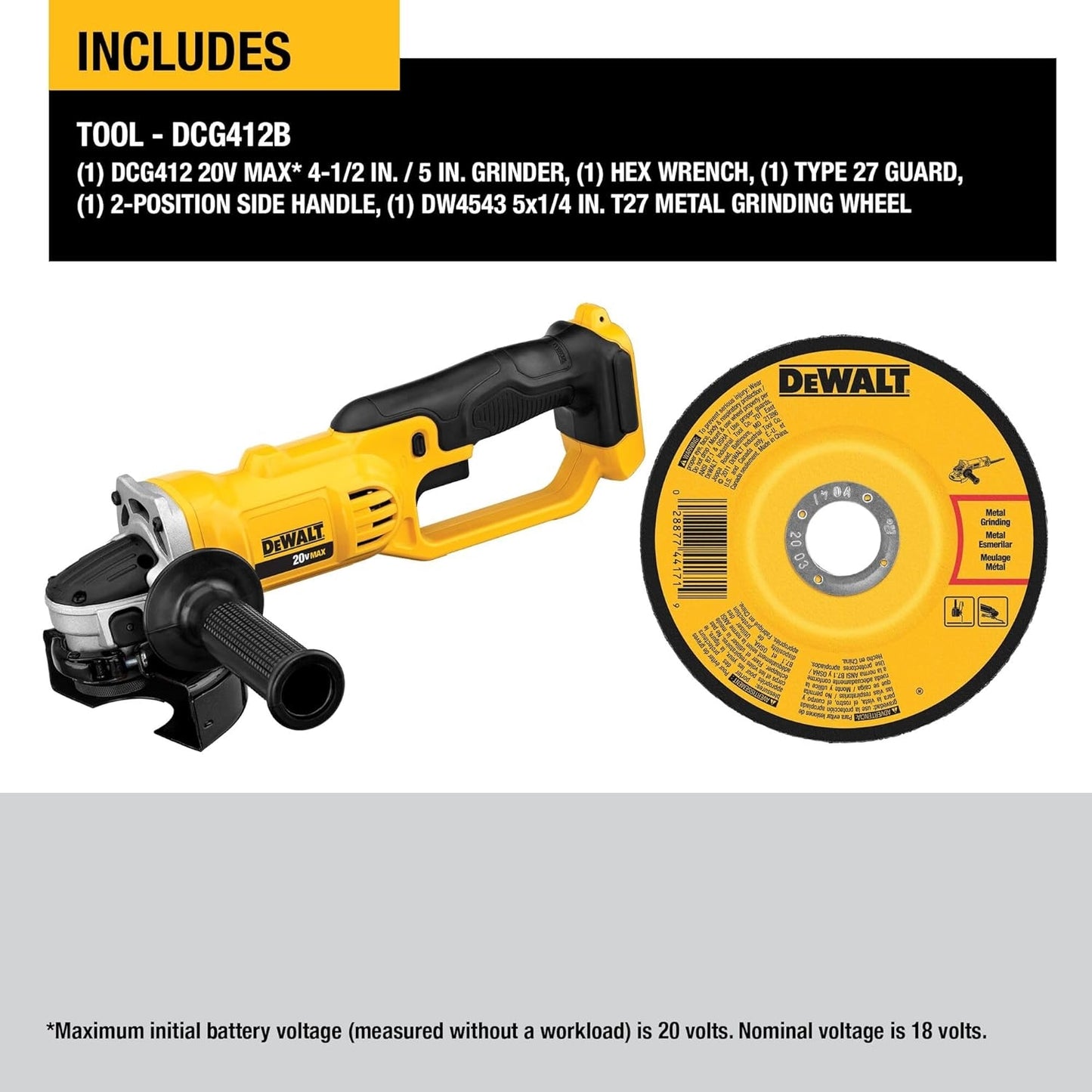 DEWALT 20V MAX Lithium Ion 4.5/5in Cut-Off Tool Bare Tool DCG412B