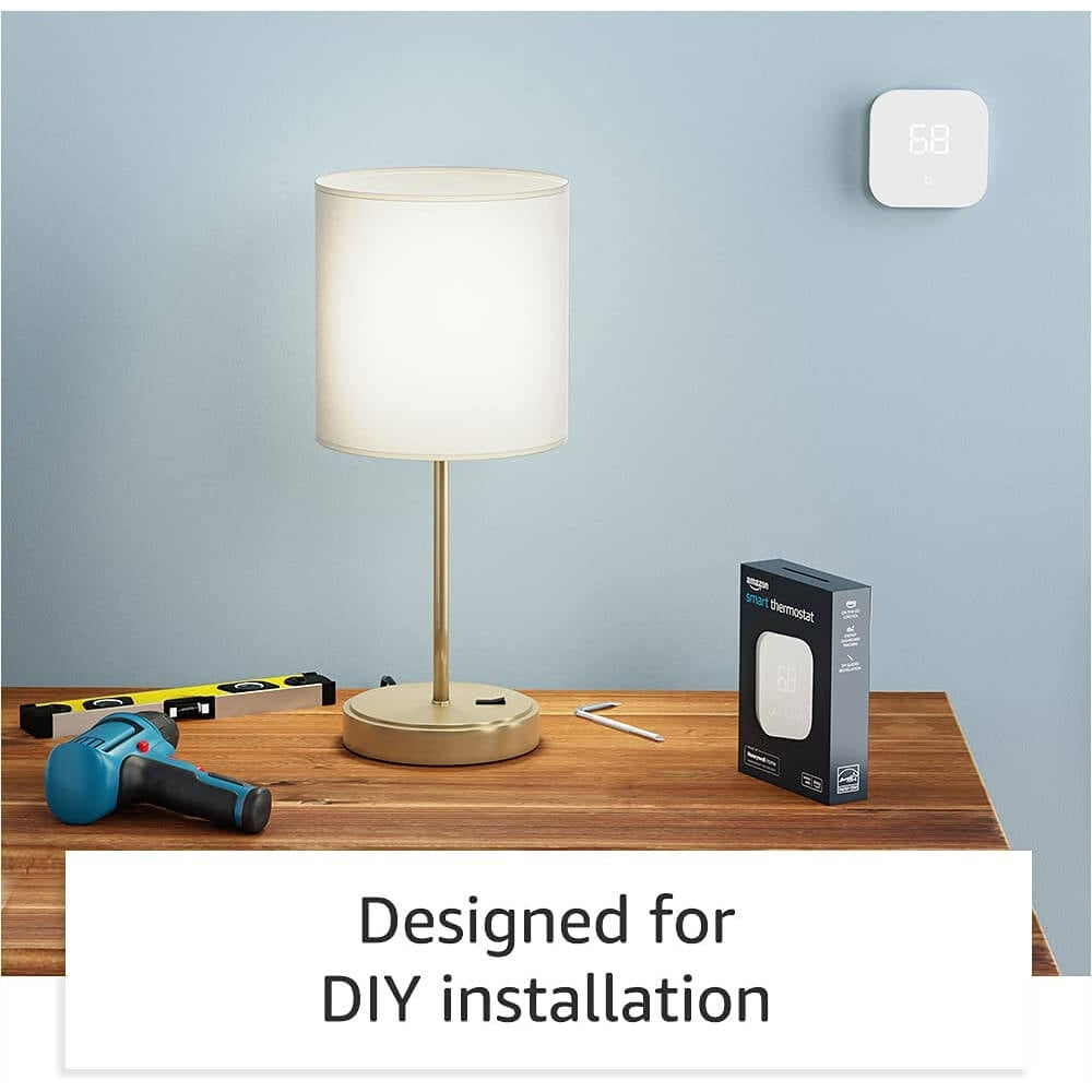 Amazon Smart Programmable Thermostat with Alexa, C-Wire Required - White B08J4C8871