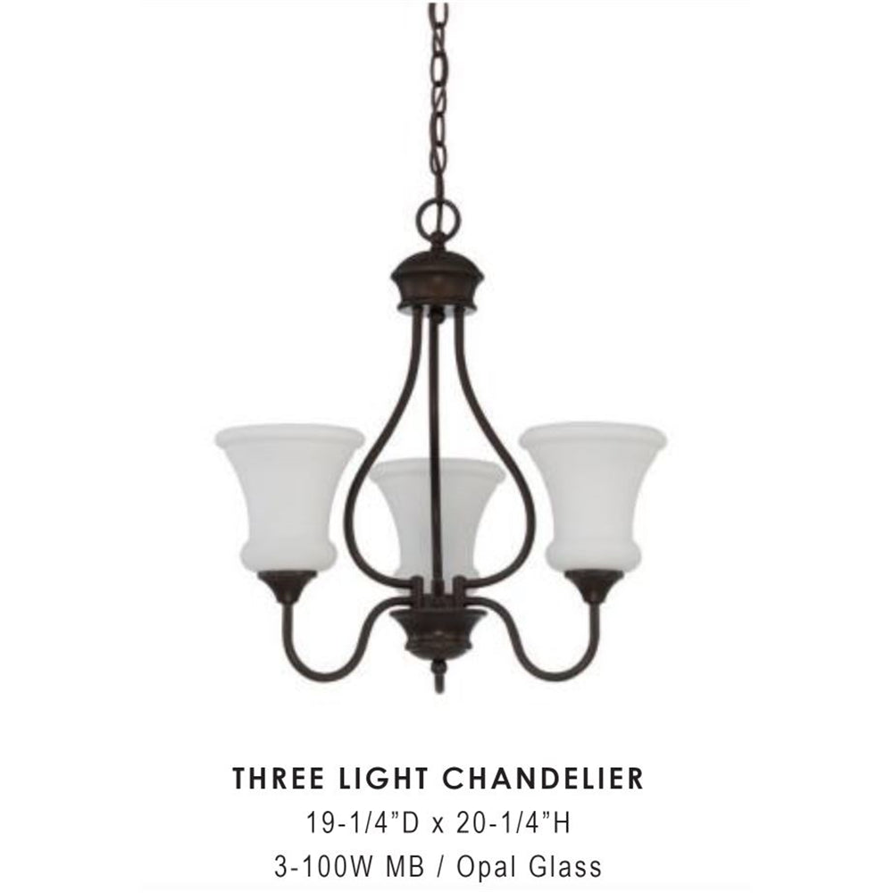 Sunset Lighting F23003-64 3 Light 100W VALARE Chandelier UP Provincial Bronze