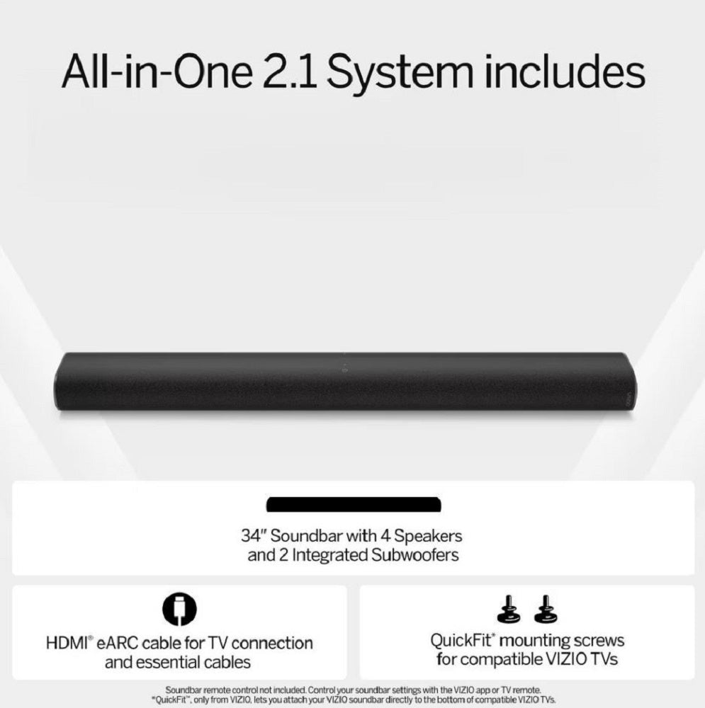VIZIO All-in-One 2.1 ch Soundbar with Dolby Atmos in Black - SV210D-0806