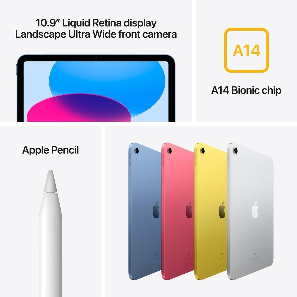 Apple 10.9" iPad 10th Gen 256GB Wi-Fi Only 12MP camera Wi-Fi 6, Silver MPQ83LL/A