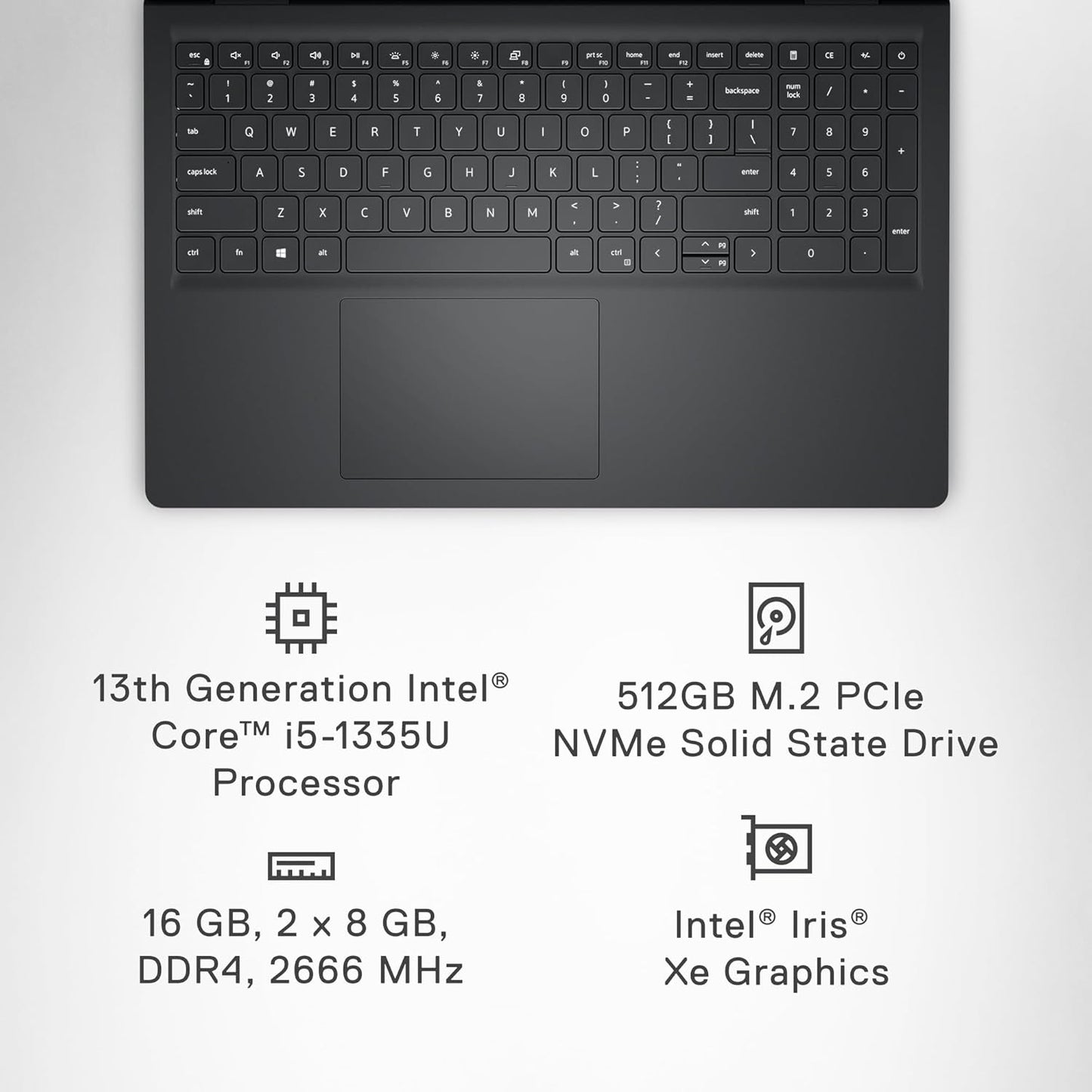 Dell Inspiron 3530 Laptop, 15.6" FHD Touch Display, Intel Core i5-1335U, 16GB/ 512GB SSD, Win 11 Home i3530-5067BLK Black