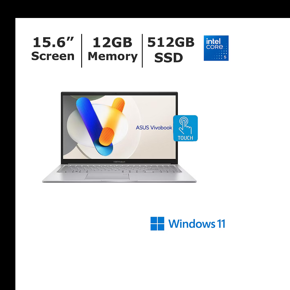 Asus Vivobook 15.6" FHD Touchscreen Laptop Core 5-120U 12GB 512GB SSD 90NB13Y2-M00950