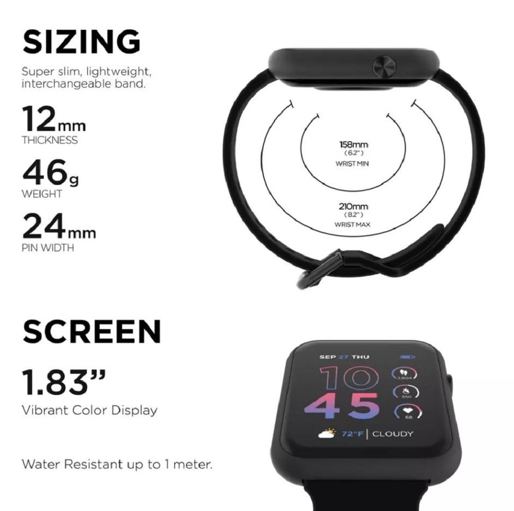 iTouch Air 4 Unisex Black Silicone Strap Smartwatch 46mm TA4L01-G02