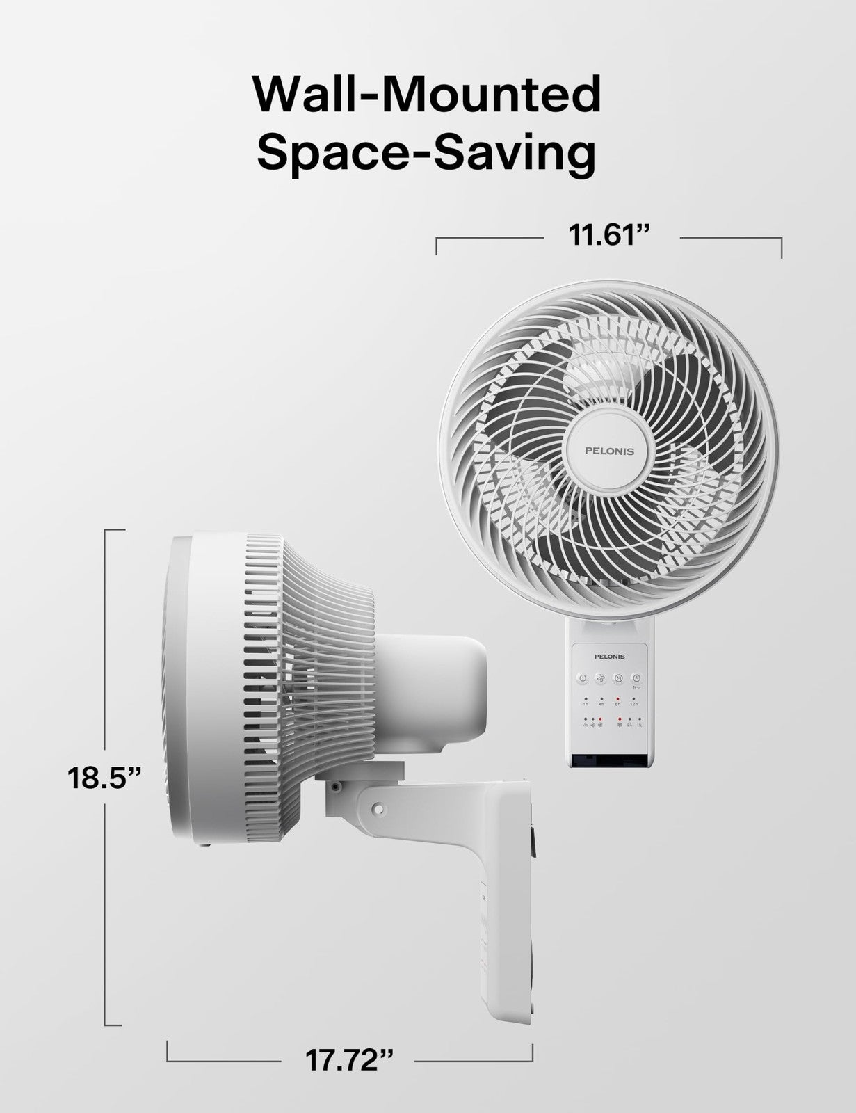 Pelonis 9" Oscillating Wall Fan with Remote Control - 33ft Airflow & 3 Speed Settings PSFW16R2AWW