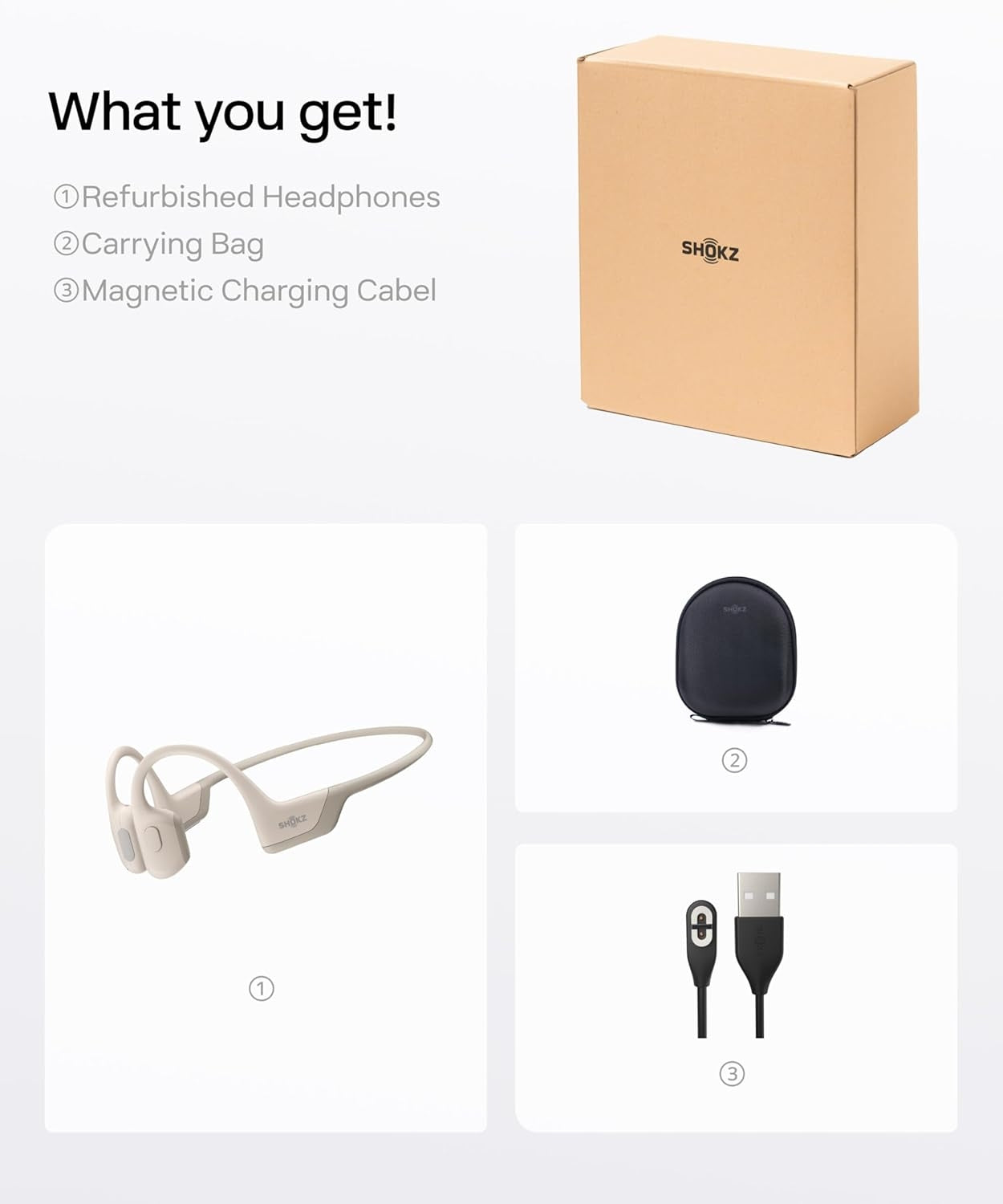 Shokz OpenRun Pro Mini Premium Bone Conduction Open-Ear Sport Headphones Beige S811-MN-BG-US