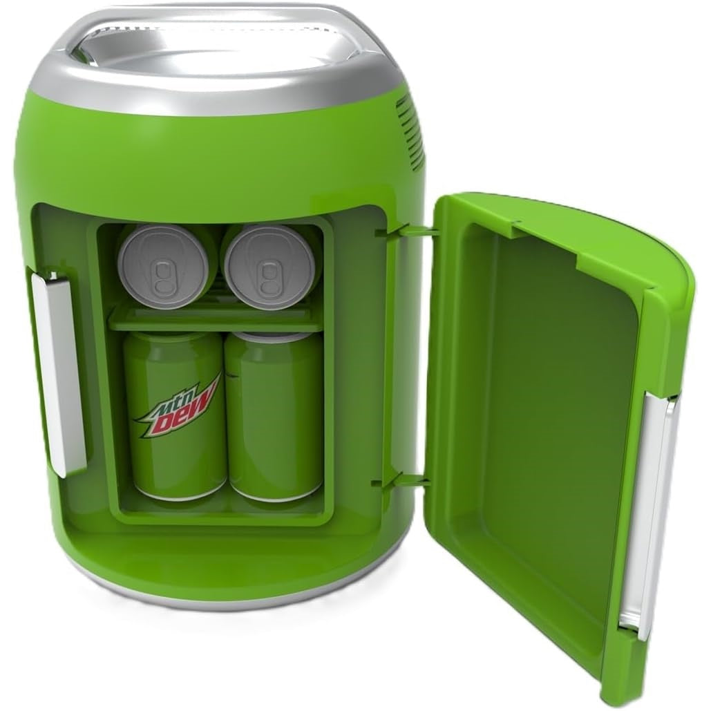 Mountain Dew MIS604MD 0.14-Cu. Ft. 6-Can Portable Mini Fridge, Green