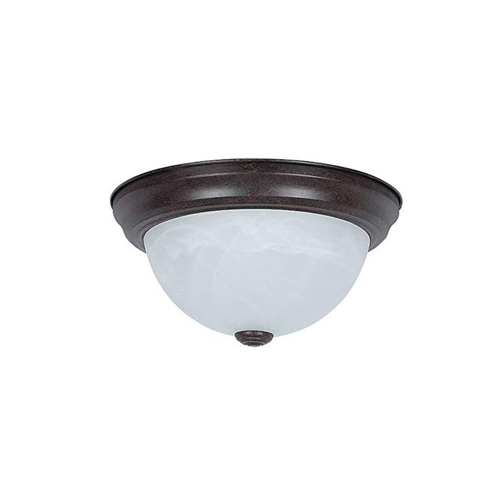 Sunset Lighting 2-Light 11" Flush Mount Faux Alabaster Glass Dimmable Rubbed Bronze F7630-62