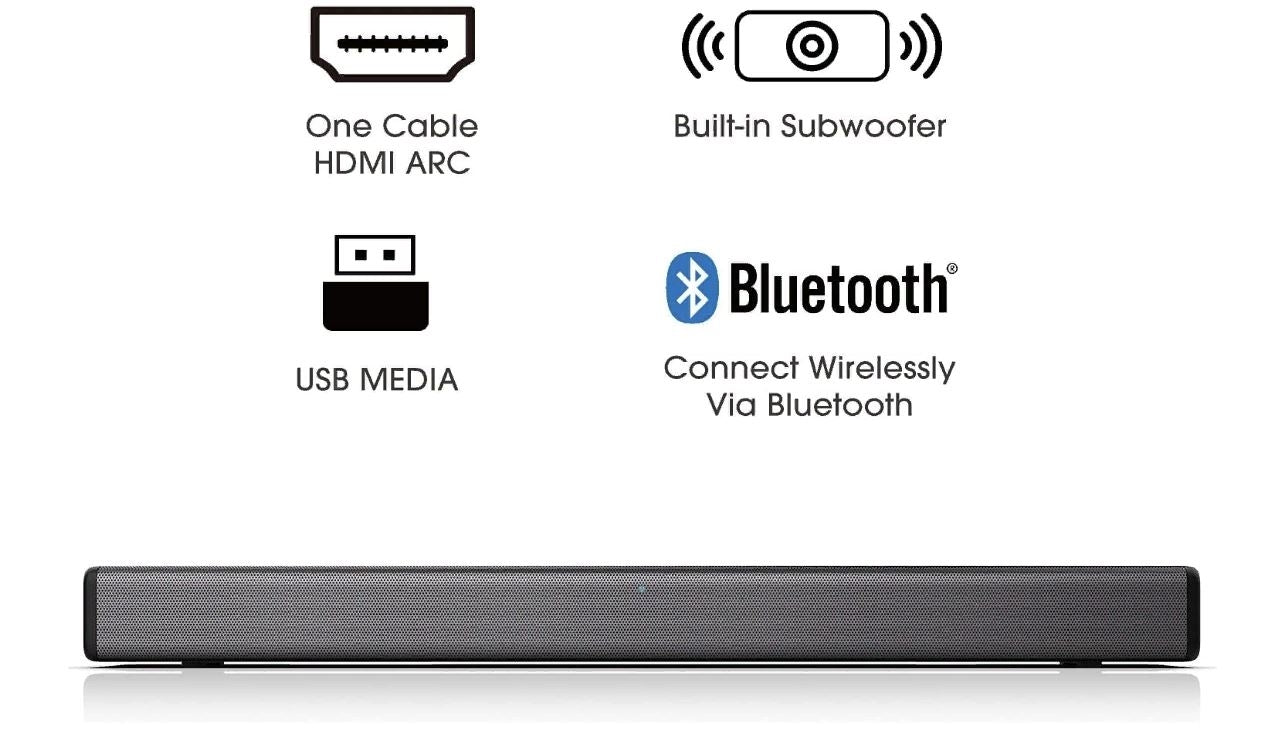 Hisense HS214 2.1ch Sound Bar Built-in Subwoofer 108W w/ Wireless Bluetooth