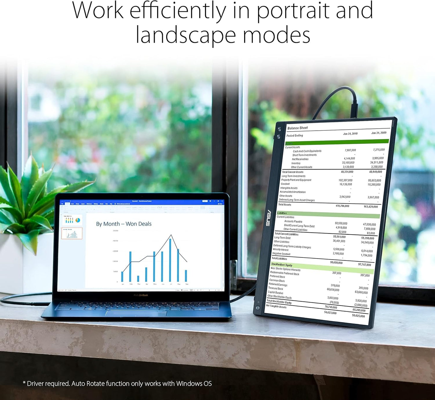 ASUS ZenScreen 15.6" 1080p 5ms 60Hz FHD Portable Monitor, IPS Panel, Ultra Thin, Kickstand Design MB16ACVR