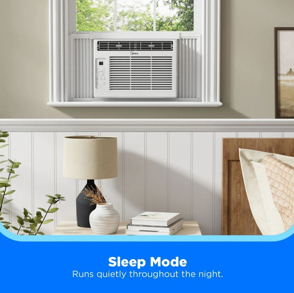 Midea 6,000 BTU 115V Window Air Conditioner w/ Comfort Sense Remote, up to 250 Sq. ft., White, Cooling Modes: Cool, Dehumidify, Ventilate - MAW06R1WWT-T