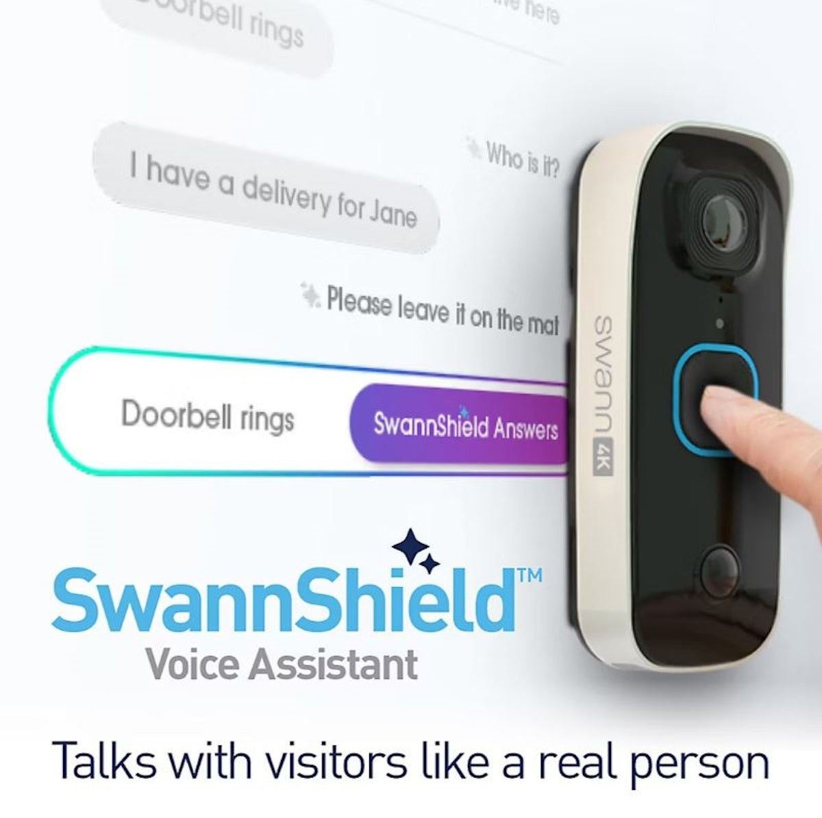 Swann Buddy 4K Wireless Doorbell with Swann Shield Voice Assistant SWIFI-4KBUDDY