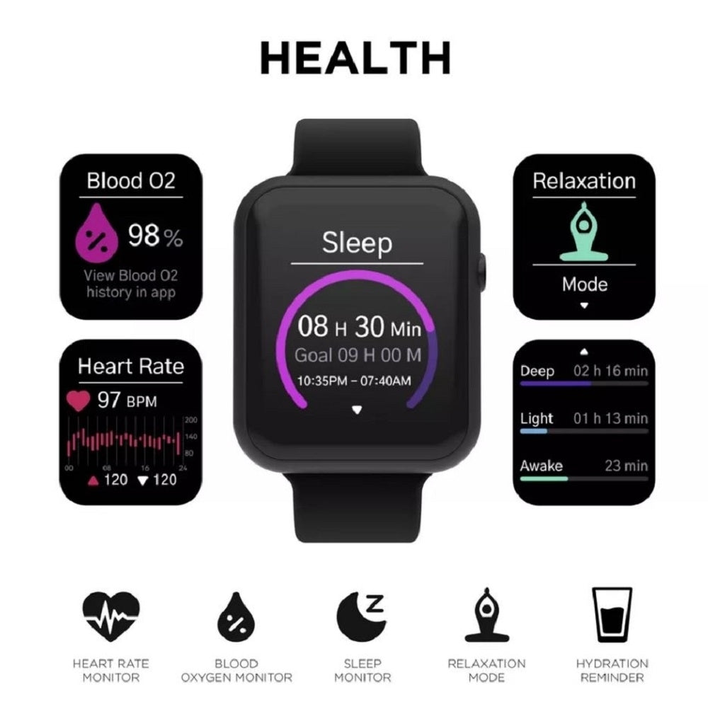 iTouch Air 4 Unisex Black Silicone Strap Smartwatch 46mm TA4L01-G02