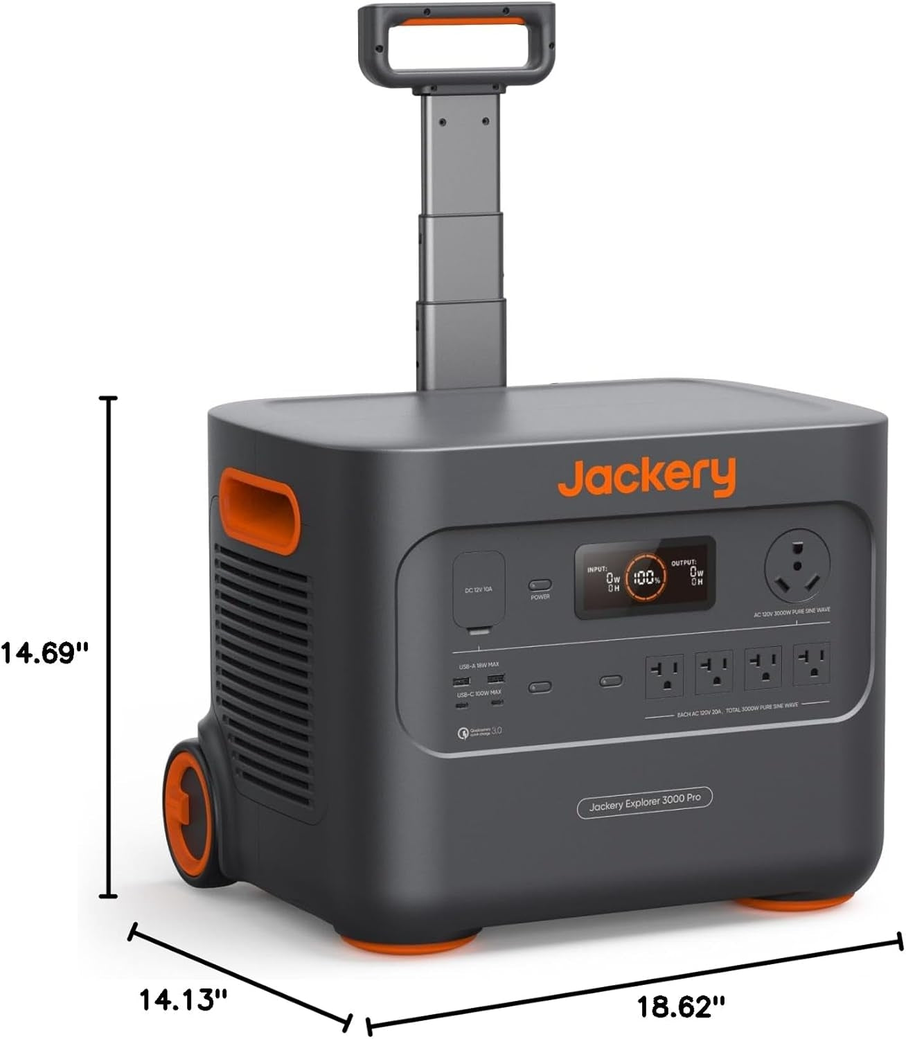 Jackery - Explorer 3000 Pro Portable Power Station (3024 Wh Capacity) - Black JE-3000A