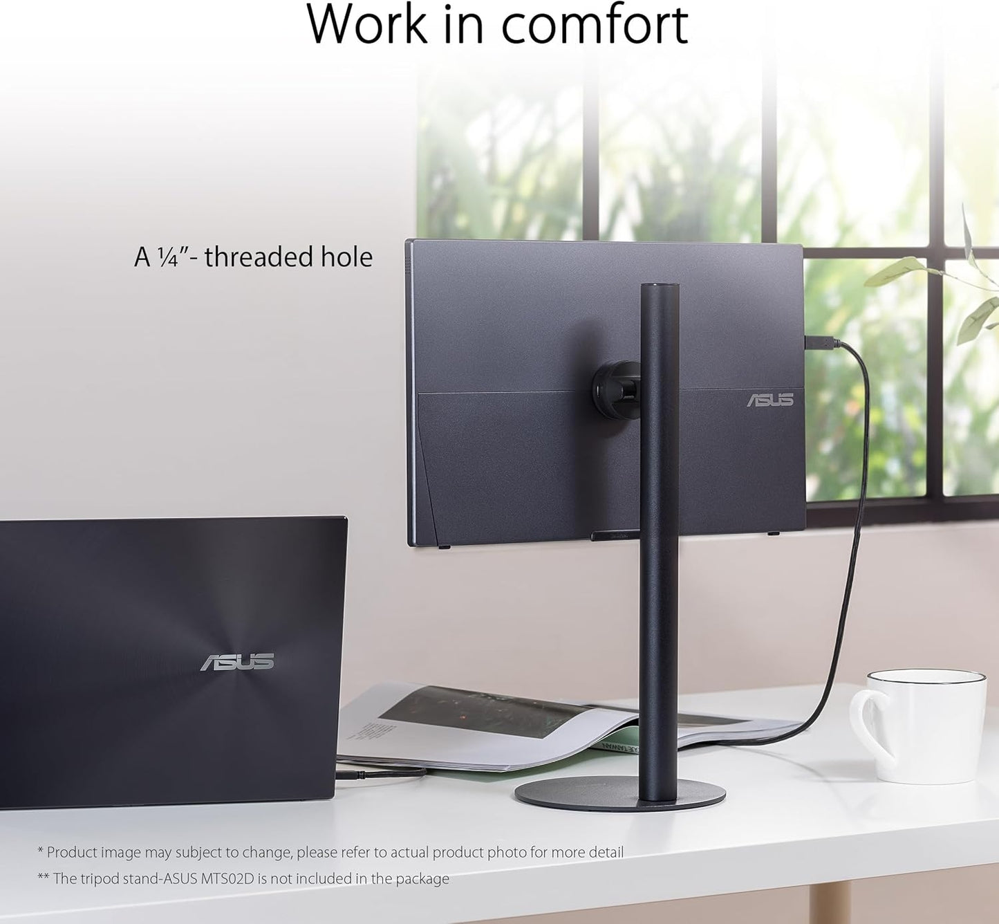 ASUS ZenScreen 15.6" 1080p 5ms 60Hz FHD Portable Monitor, IPS Panel, Ultra Thin, Kickstand Design MB16ACVR