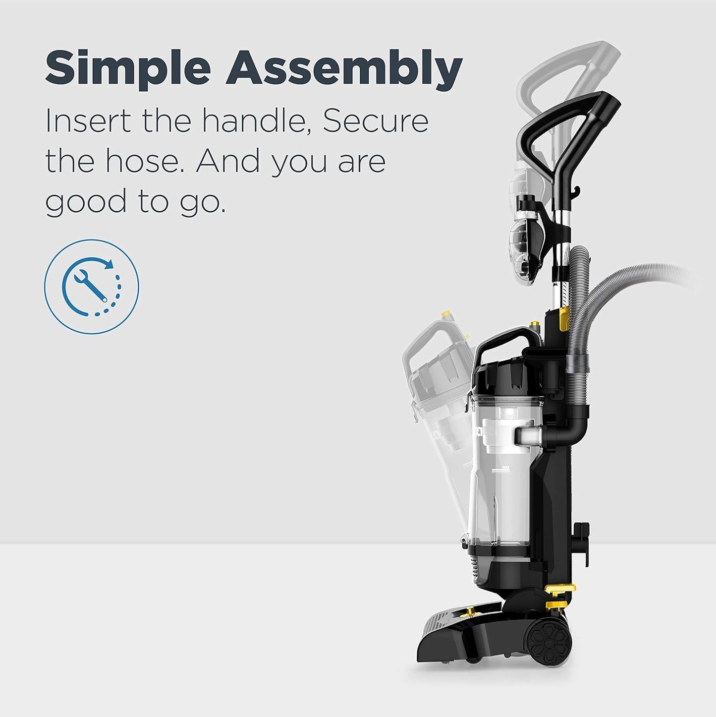EUREKA PowerSpeed Lightweight Powerful Upright Vacuum Cleaner for Carpet and Hard Floor, Pet Turbo, Black/Yellow NEU181D