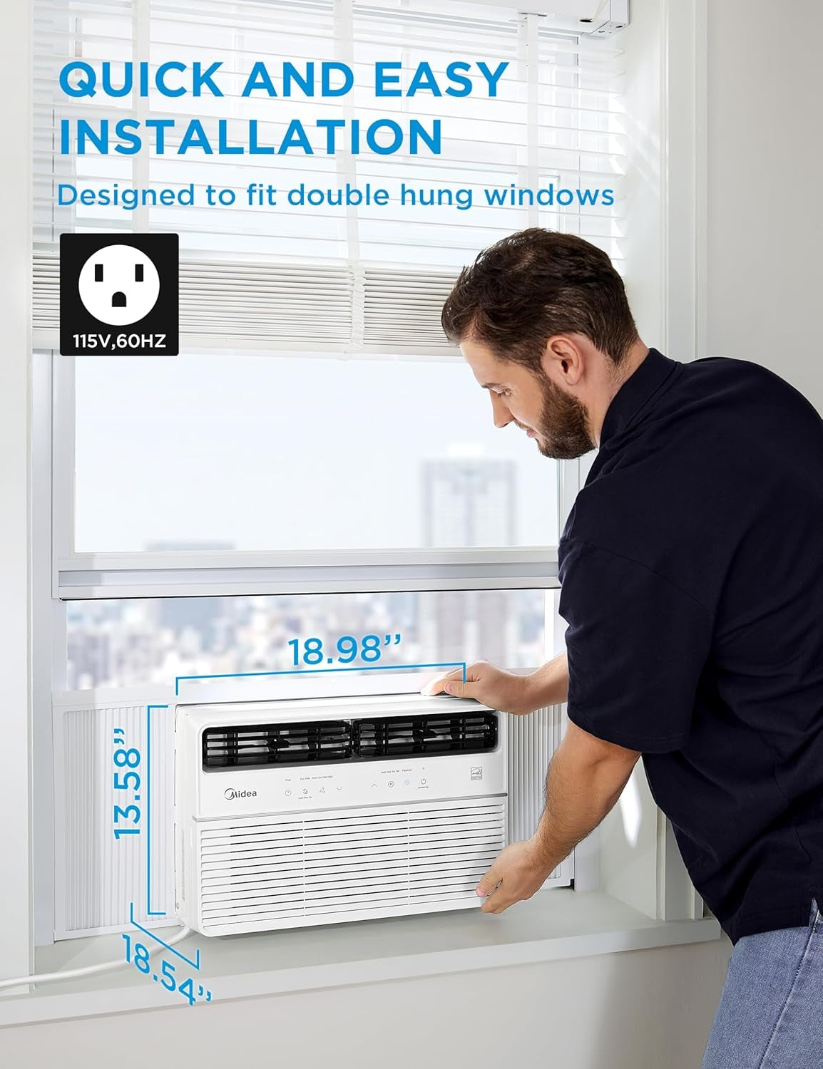 Midea 8,000 BTU DOE SmartCool Window Air Conditioner, for spaces up to 350 sq. ft. MAW08S1VWT-A