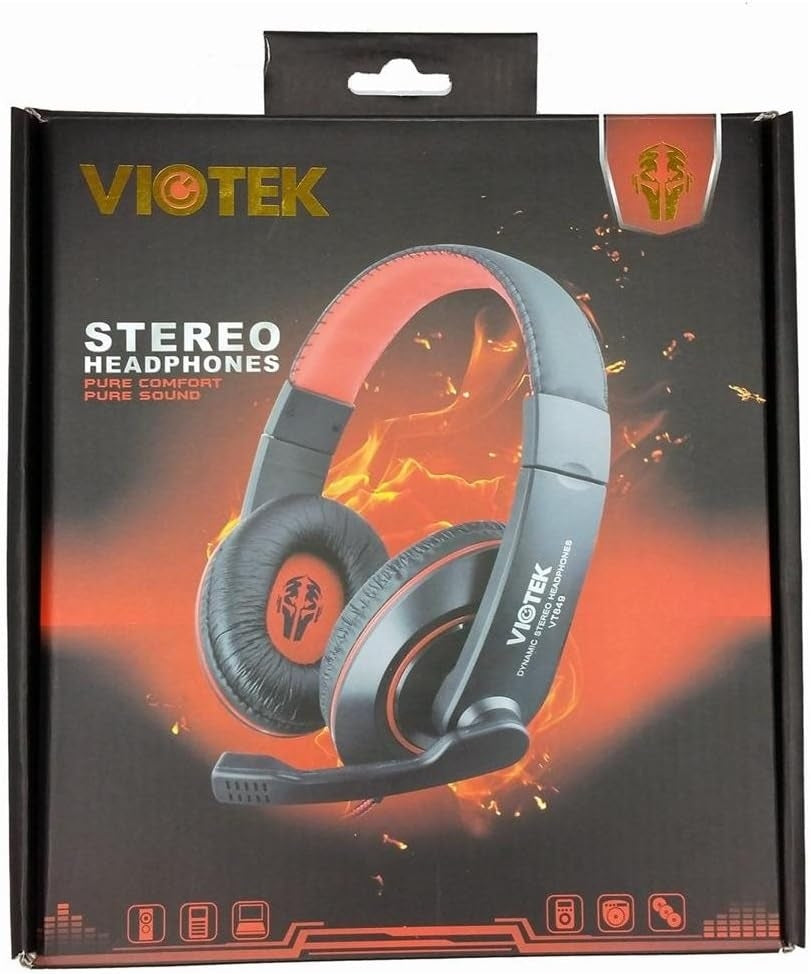 Viotek R-VT849MV Hi-Fi Headphones - 40mm Drivers, Mini-Jack Interface, Microphone