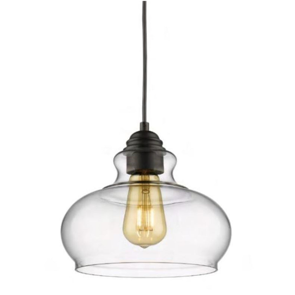 Sunset Lighting 1 Light 60 Watt Citrine Clear Glass Pendant F3711-31 Black Cord