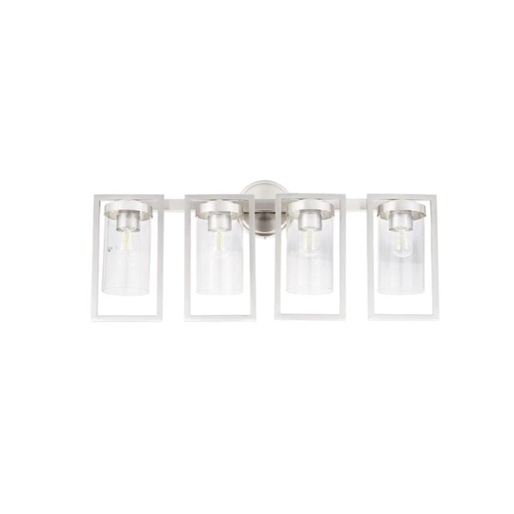 Sunset Lighting F15004-80 Prestige Four Light Wall Sconce - in Bright Satin Nickel, Glass, 4 Bulbs